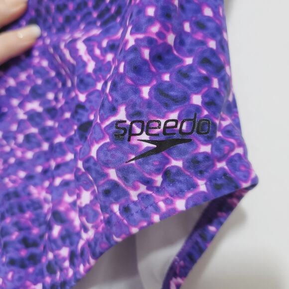 Speedo | Ultraback Criss-Cross Strap Purple Snakeskin Pattern One Piece Swimsuit - Picture 6 of 10